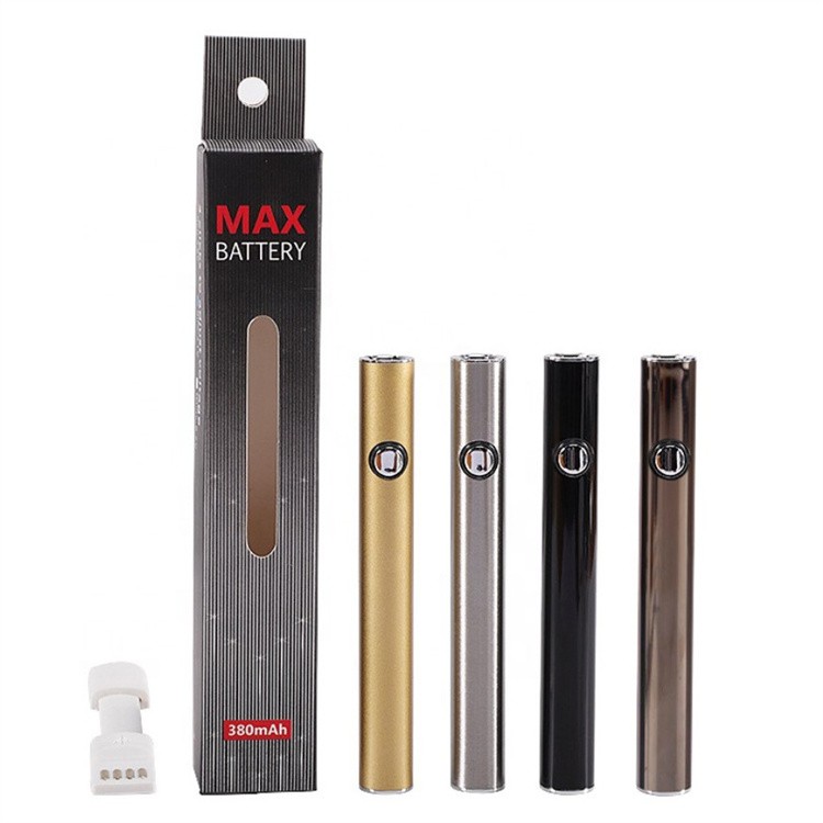 2021 Max Battery 510 Thread 380mah CBD Vape Pen Preheating Voltage Adjustable Vape Pen Battery